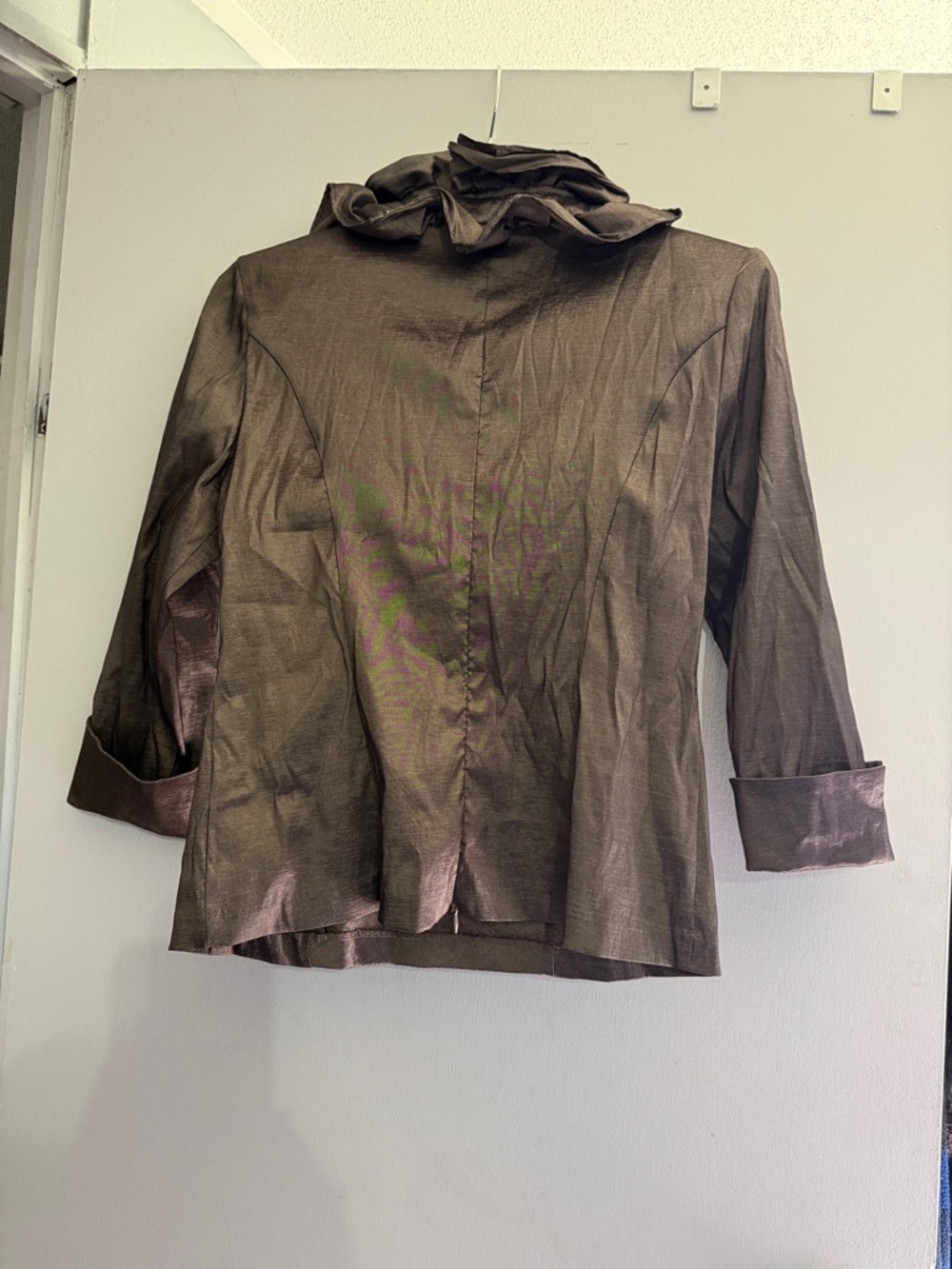 connected apparel Brown Ruffle-Front Blazer - Picture 3 of 8